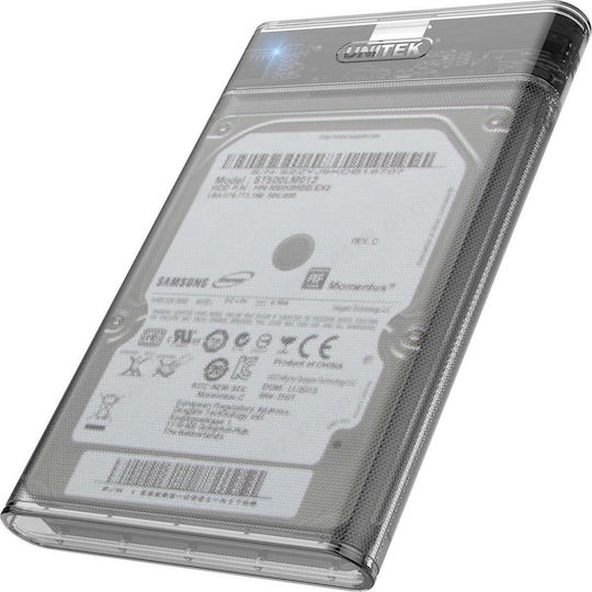 Unitek DiskGuard Limpid R Case for Hard Drive 2.5" SATA III with Connection USB 3.1 Transparent