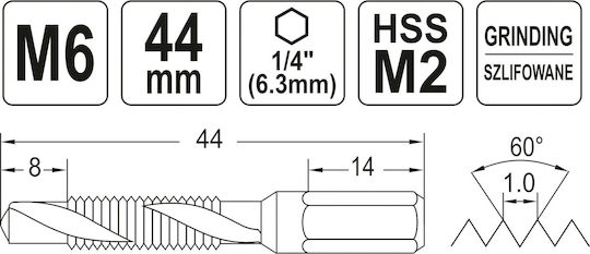 Yato YT-44843 Τρυπανοκολαούζο HSS 6x1.00mm