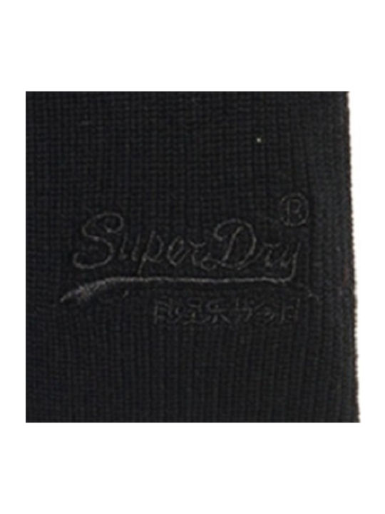 Label Beanie Männer Beanie mit Rippstrick in Schwarz Farbe
