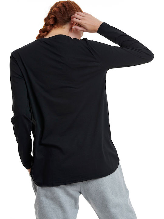 BodyTalk 1202-907726 Women's Athletic Cotton Blouse Long Sleeve Black