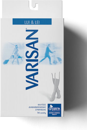 Varisan Lui & Lei Șosete Vițel înalt Compresie Gradată 14 mmHg Blue Chiné