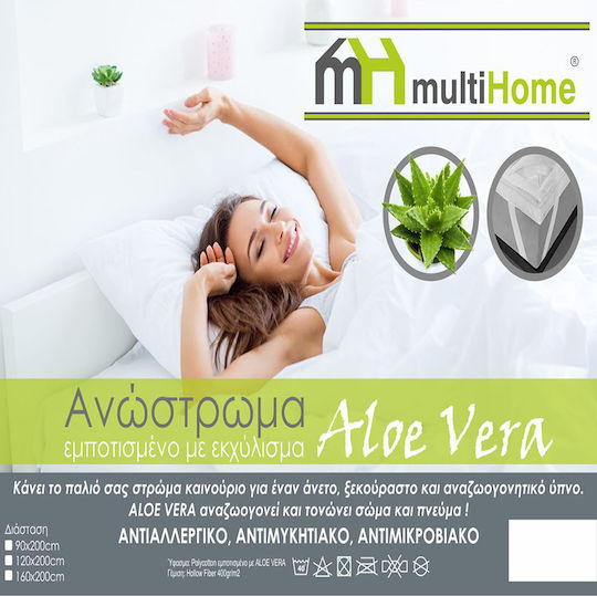 MultiHome Mattress Topper Super Double Hollowfiber Infused with Aloe & Elastic Straps 160x200cm