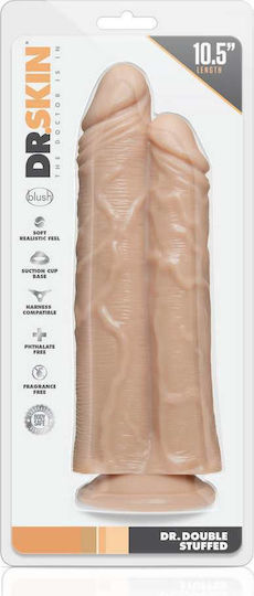Dr. Skin Διπλό Dildo με Βεντούζα Vanilla 27cm