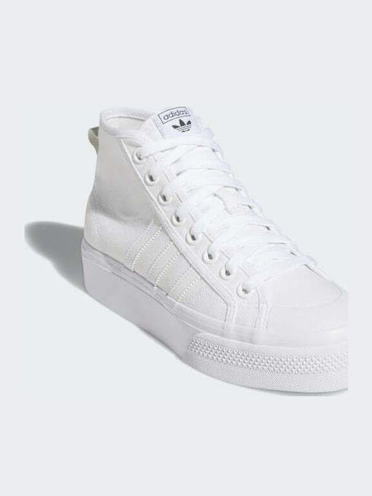 Nizza Damen Flatforms Stiefel Cloud White