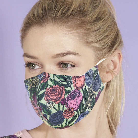 Eco Chic Face Cover Green Peonies 1τμχ