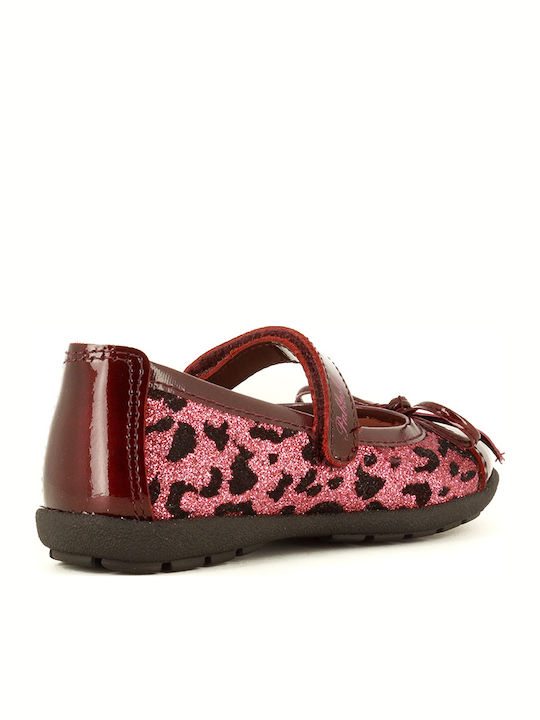 Kids Leather Ballerinas Charol Kayak with Hoop & Loop Closure Burgundy