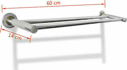 vidaXL Ράγα Μπάνιου Διπλή Επιτοίχια με Βίδες Inox Ασημί