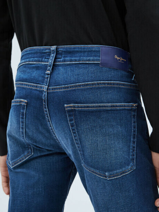 Cash Men's Elastic Jeans Pants with Regular Straight Fit Blue