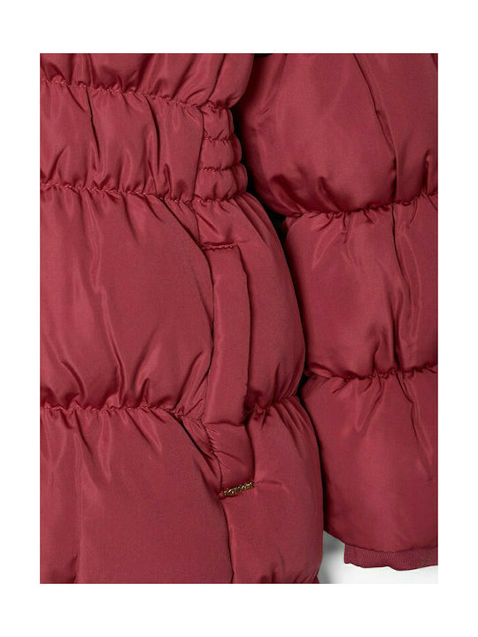 Name It Kids Quilted Jacket Long Hooded Burgundy Molly Down