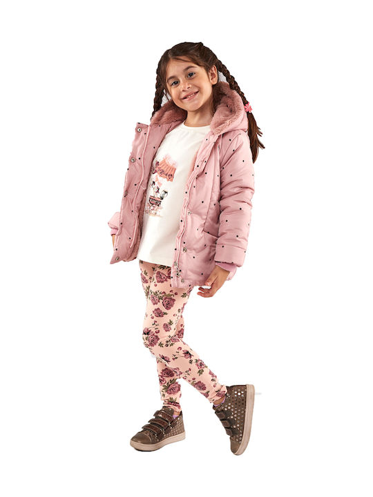 Evita Kinderjacke Kurz mit Kapuze Rosa