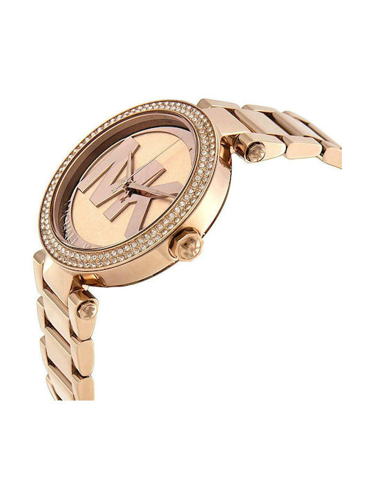 Michael Kors Parker Γυναικείο Ρολόι 39mm Μπαταρίας με Ροζ Χρυσό Μεταλλικό Μπρασελέ