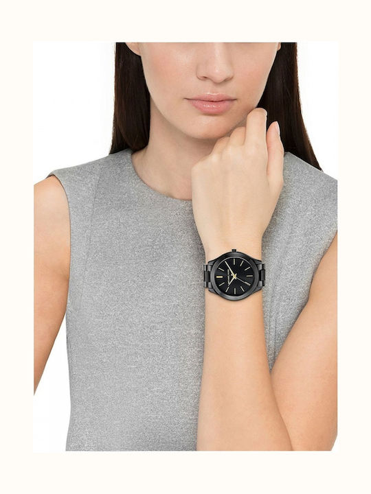 Michael Kors Runway Women's Watch with Black Metal Bracelet
