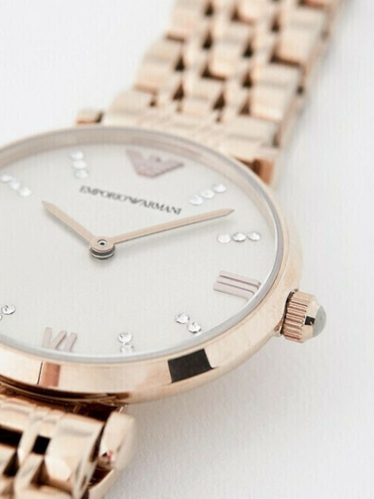 Emporio Armani Women's Watch with Pink Gold Metal Bracelet