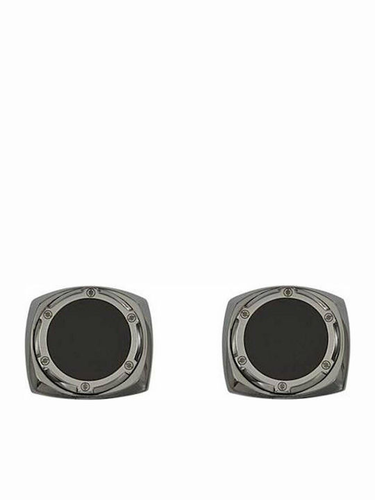 Saint Honore Cufflink from Steel In Black Colour