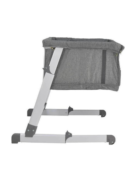 Bebe Stars Cradle-Park Side To Side Plus with Mattress, Side Opening, and Wheels Grey