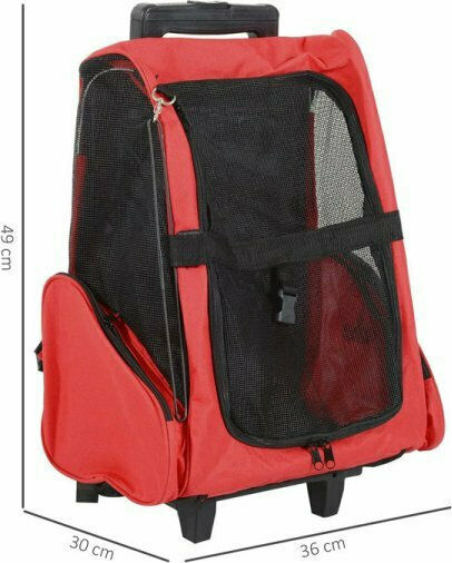 Pawhut Waterproof Dog Carrying Red Trolley L36xW49xH30cm