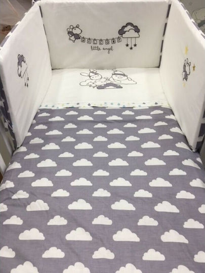 Kikka Boo Baby Crib Bedding Set Little Angel Clouds 6pcs Gray