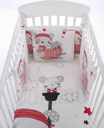 Kikka Boo Baby Crib Bedding Set Pirates 6pcs Red