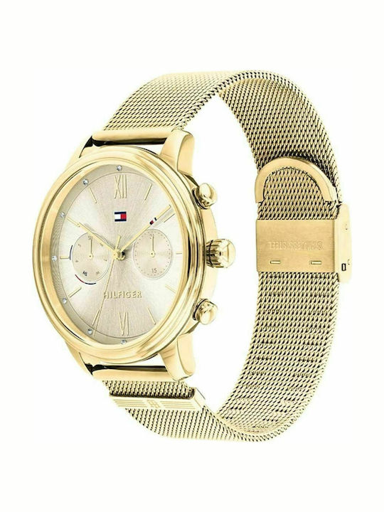 Tommy Hilfiger Blake Crystals Women's Watch Chronograph with Gold Metal Bracelet