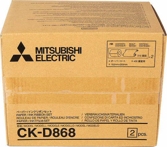 Mitsubishi Electric CK-D868 Original Ribbon & Paper for CP-D90DW-P/CP-D80DW 2pcs
