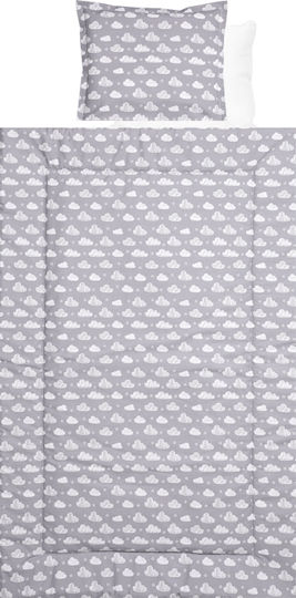 Lorelli Baby Crib Bedding Set Ranforce Clouds 4pcs Gray