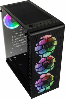 Kolink Observatory Lite Mesh Gaming Midi Tower Κουτί Υπολογιστή με Πλαϊνό Παράθυρο και RGB Φωτισμό Μαύρο