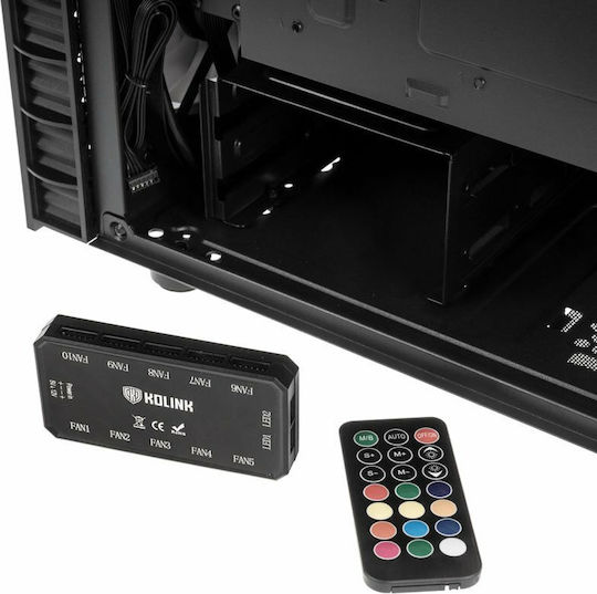 Kolink Observatory Lite Gaming Midi Tower Κουτί Υπολογιστή με Πλαϊνό Παράθυρο και RGB Φωτισμό Μαύρο