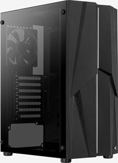 Aerocool Mecha v1 Gaming Midi Tower Κουτί Υπολογιστή με Πλαϊνό Παράθυρο και RGB Φωτισμό Μαύρο