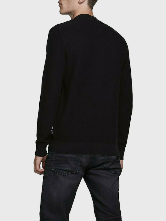 Jack & Jones Men's Knitted Cardigan with Zipper Black