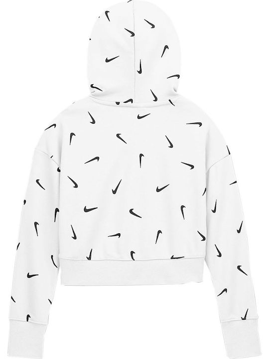 Nike Kids Cropped Sweatshirt with Hood White Sportswear