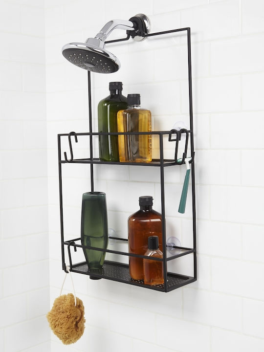 Umbra Cubiko Wall Mounted Bathroom Shelf Metallic with 2 Shelves 31x11x61cm Black Black