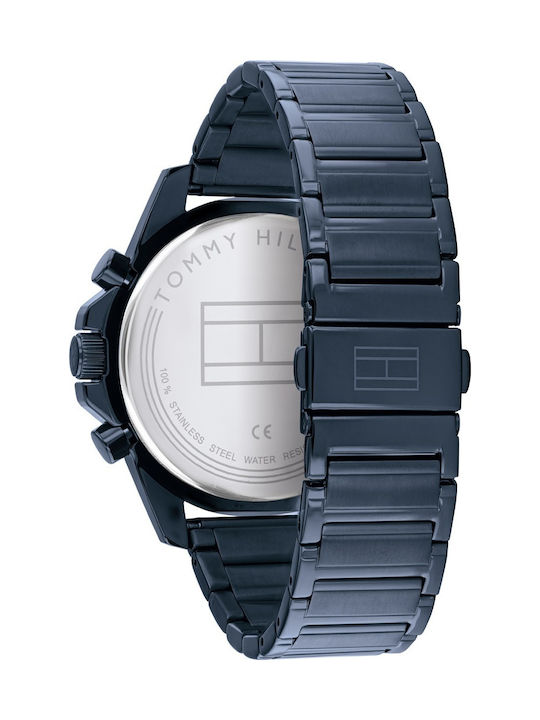 Tommy Hilfiger Mason Ανδρικό Ρολόι 45mm Μπαταρίας με Μπλε Μεταλλικό Μπρασελέ
