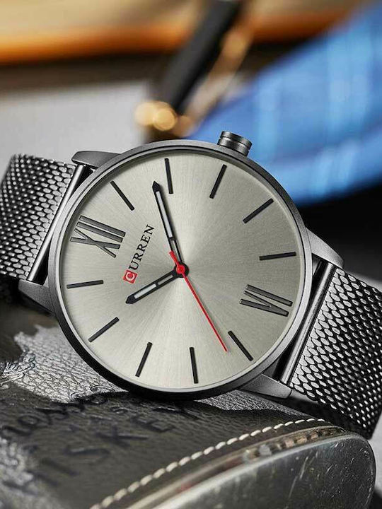Curren Men's Watch 44mm Battery with Gray Metal Bracelet