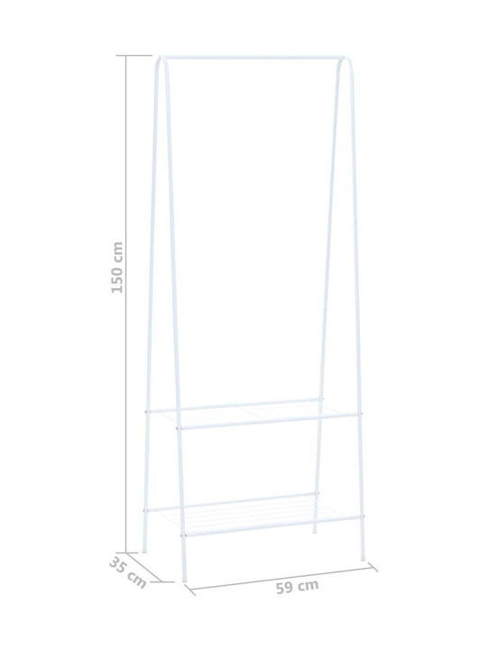 vidaXL Floor Garment Rack made of Metal White 59x35x150cm