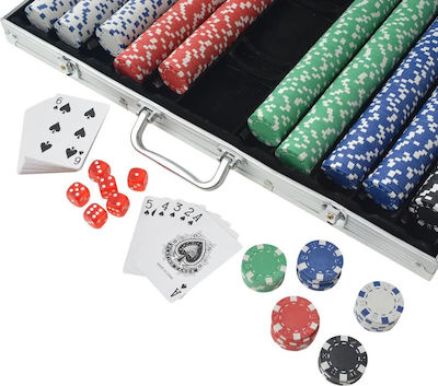 vidaXL Set von 1000 nummerierten Pokerchips 11.5gr in Koffer mit 3 Kartenspielen