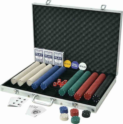 vidaXL Set 1000 Poker Chips in Suitcase with 3 Decks 80181