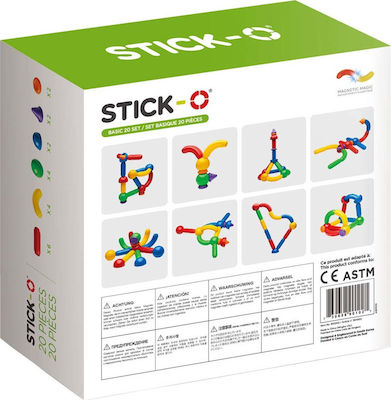 Magformers Joc de construcție magnetic Stick-O Basic 20 Set pentru copii de 1.5++ ani