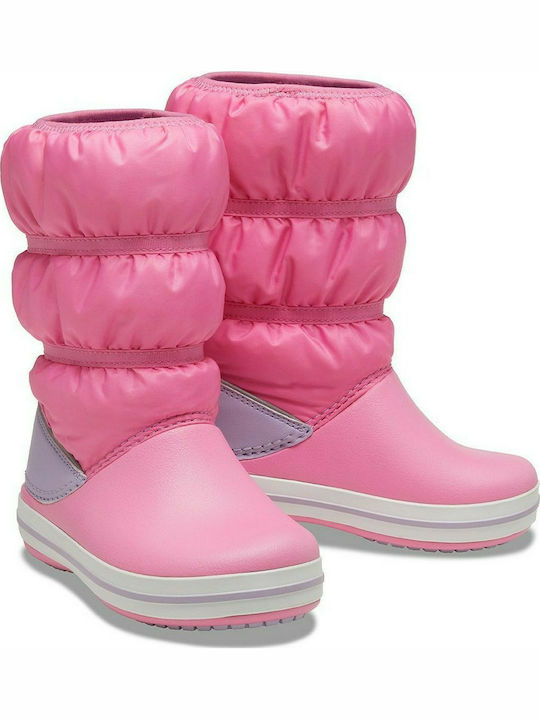 Crocs Παιδικές Γαλότσες για Κορίτσι με Εσωτερική Επένδυση Ροζ Puff