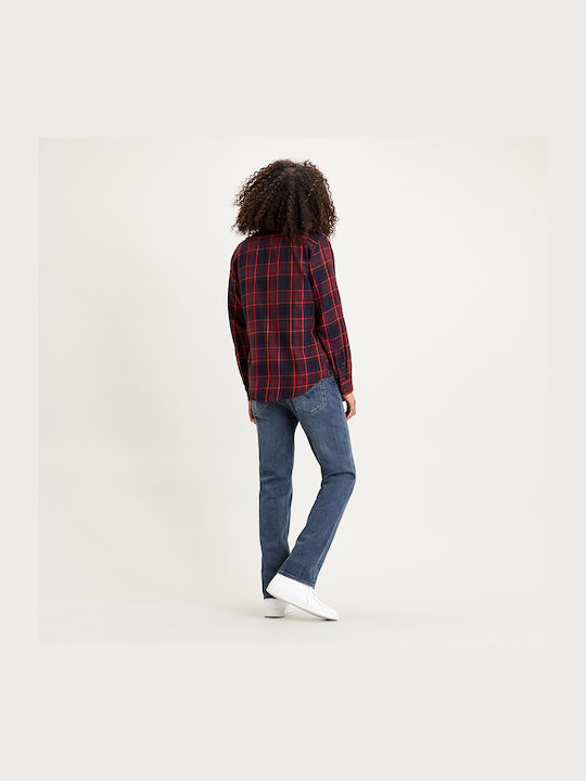 Sunset 1 Men's Checked Shirt with Long Sleeves Regular Fit Burgundy 85746-0031
