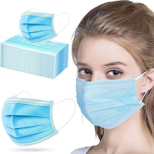 Poli Donex Poli Luxury Face Mask Hypoallergenic 3ply Mască de protecție Albastru 50buc