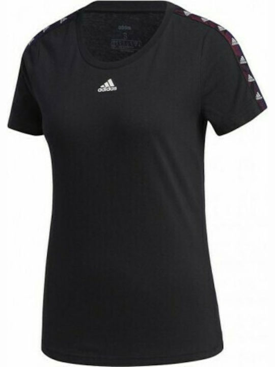 Adidas Essentials Tape Women's Athletic Cotton Blouse Short Sleeve Black