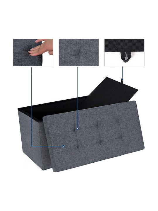 Bench Stool with Storage Space Upholstered with Gray Fabric 76x38x38cm