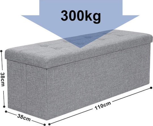 Taburet cu Spațiu de Depozitare Îmbrăcat în Țesătură Gri 110x38x38cm