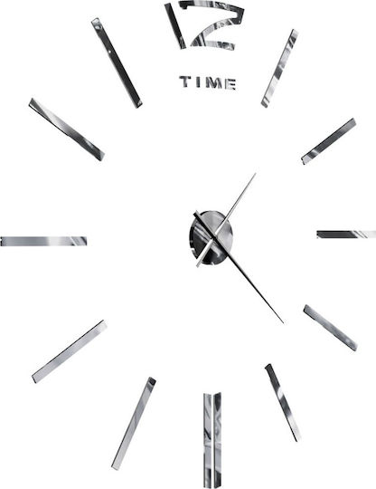 vidaXL 3D Wall Clock Sticker Metallic Silver Ø100cm