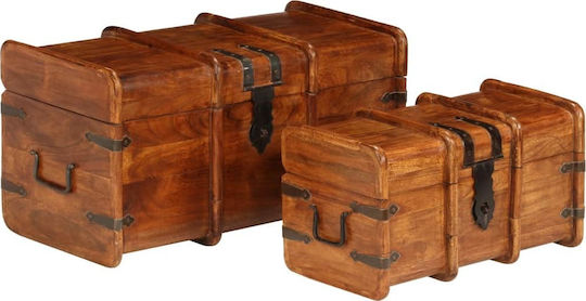 vidaXL Wooden Decorative Trunks Set Brown 2pcs