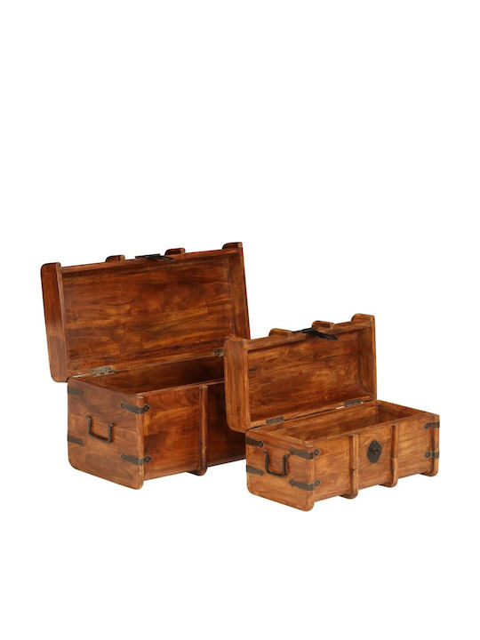 vidaXL Set de cufere decorative Din lemn Maro 2buc