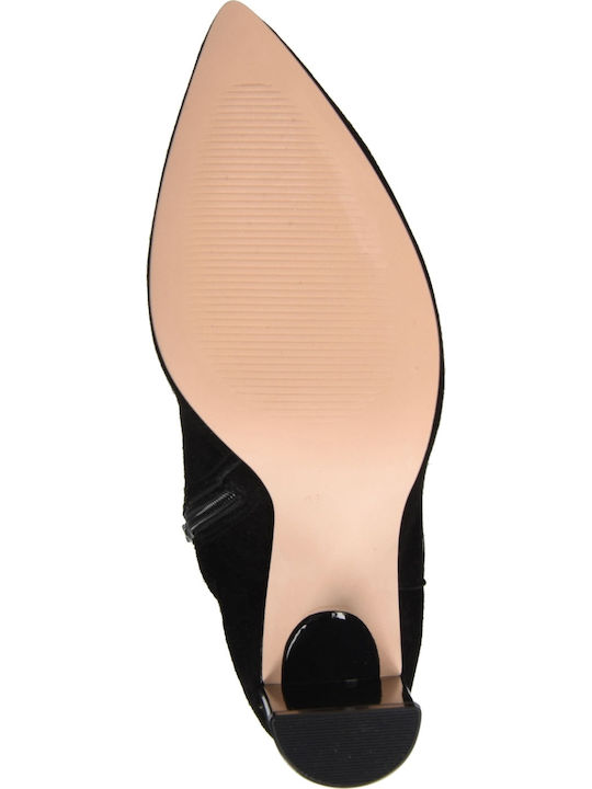 Suede Women's Ankle Boots with High Heel Black