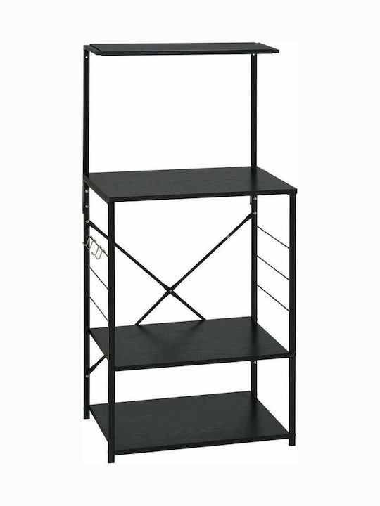 vidaXL Kitchen Rack Wooden Black 4 Slots 60x39.6x123cm