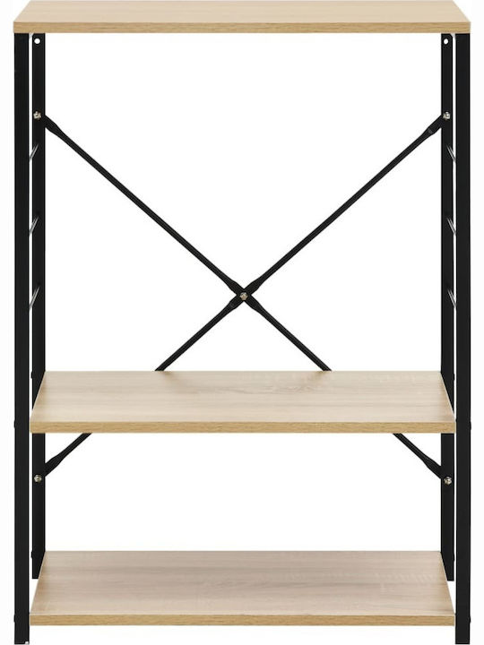 vidaXL Kitchen Rack Wooden in Black Color 3 Slots 60x39.6x79.5cm