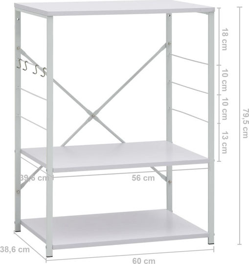 vidaXL Metallische Küchenorganisationsständer für Mikrowelle Weiß 60x39,6x79,5cm